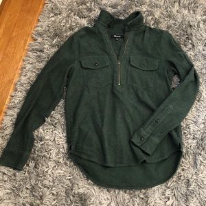 Madewell Green Wool Quarter Zip